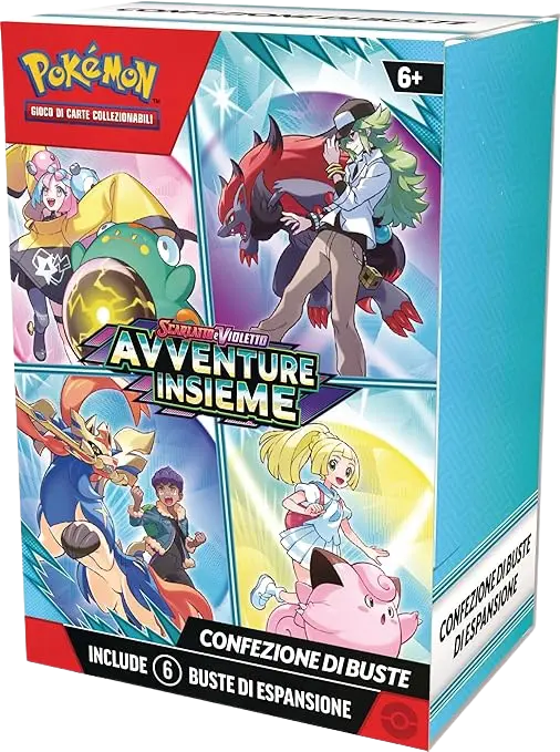 Contenuto Booster Bundle Avventure Insieme – 6 bustine sigillate e anteprima delle carte.
