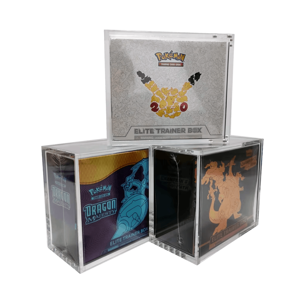 Set di 3 custodie espositive in acrilico per Pokémon ETB antipolvere