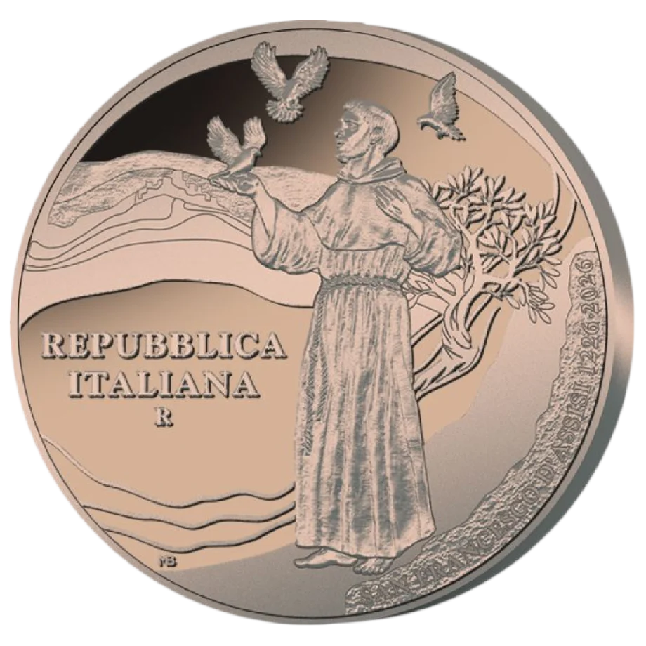 0,75 euro 800 Anni dalla morte di San Francesco d’Assisi 1226-2026 – Trittico di monete in Rame